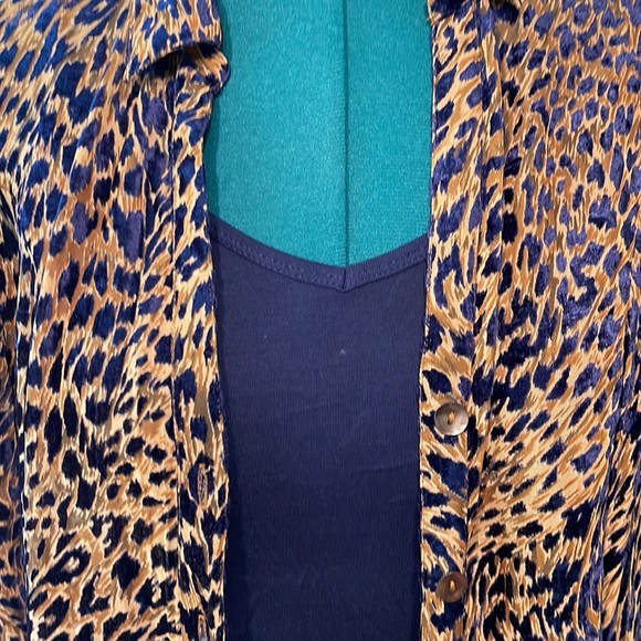 Animal print duster & navy slip combination. Pieces can be worn separately. - Picture 3 of 5